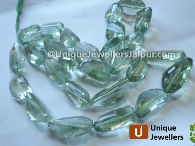 Green Amethyst Faceted Nugget Beads